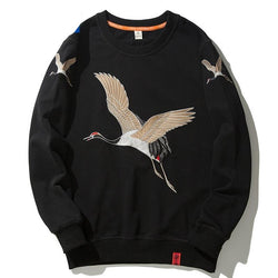 Crane Embroidery Sweatshirt