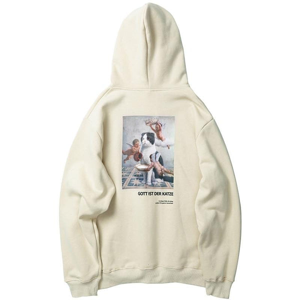 Angel Cat Print Hoodie