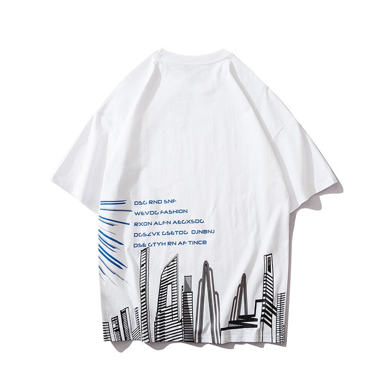 Flying Crane City Print T-shirt