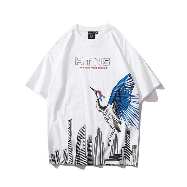 Flying Crane City Print T-shirt