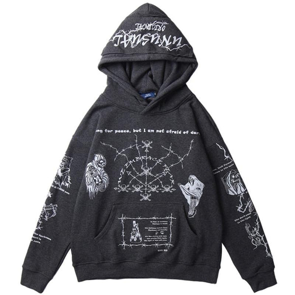 Skull Graffiti Print Hoodie