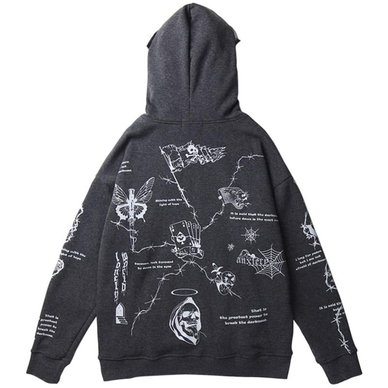 Skull Graffiti Print Hoodie