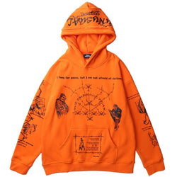 Skull Graffiti Print Hoodie