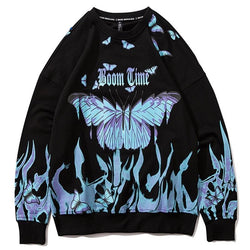 Flame Butterfly Print Sweatshirt