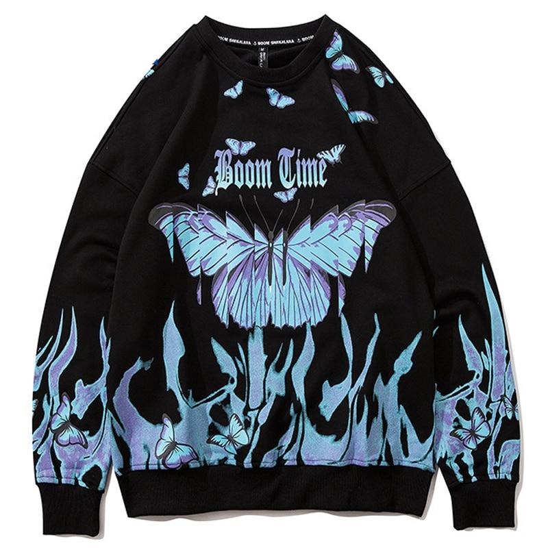 Flame Butterfly Print Sweatshirt