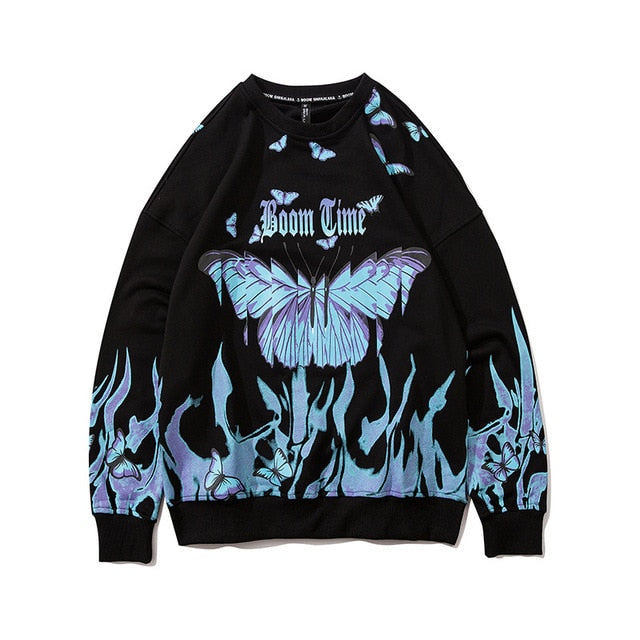 Flame Butterfly Print Sweatshirt