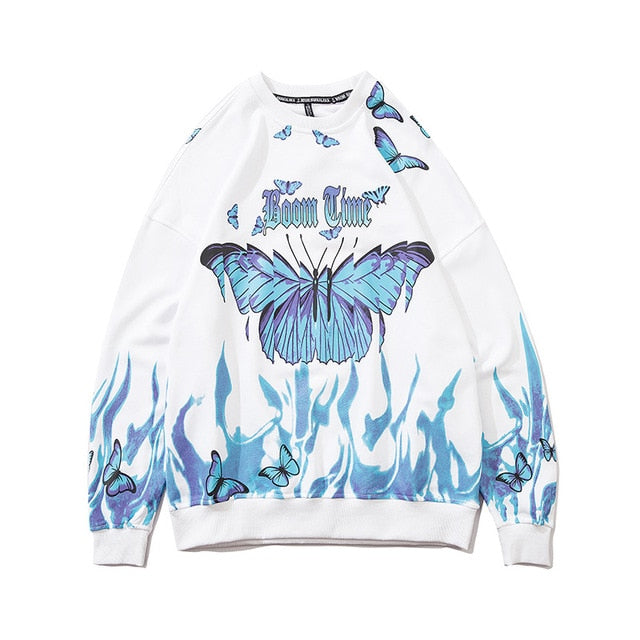 Flame Butterfly Print Sweatshirt