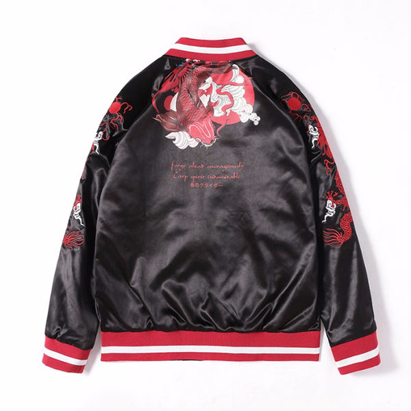 Carp Print Baseball Jacket