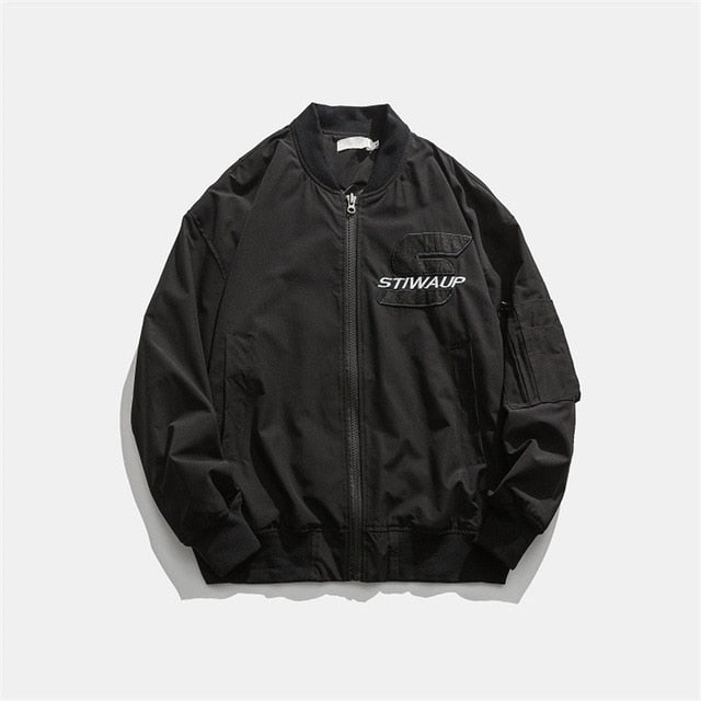 Letters Embroidery Bomber Jacket